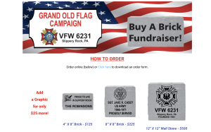 Grand Old Flag Campaign. Buy a Brick Fund Raiser for Slippery Rock Borough